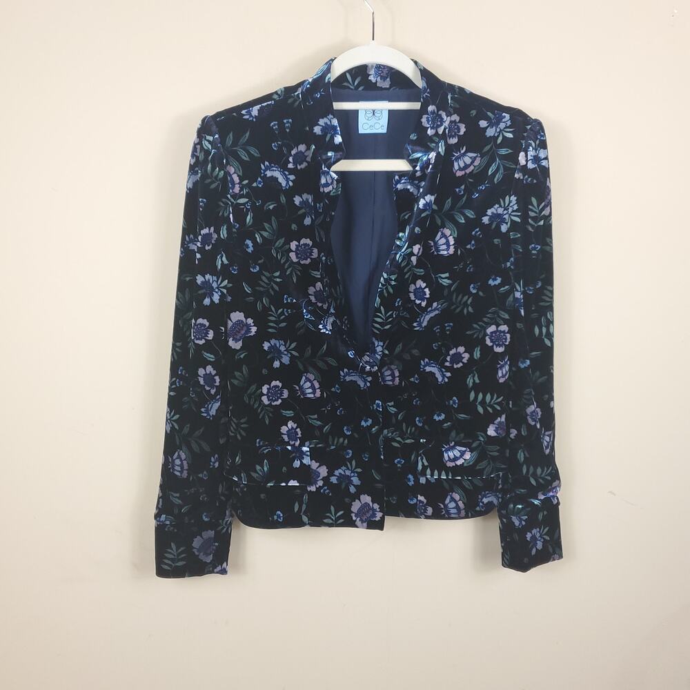CeCe Floral Velvet Blazer Women's Size S